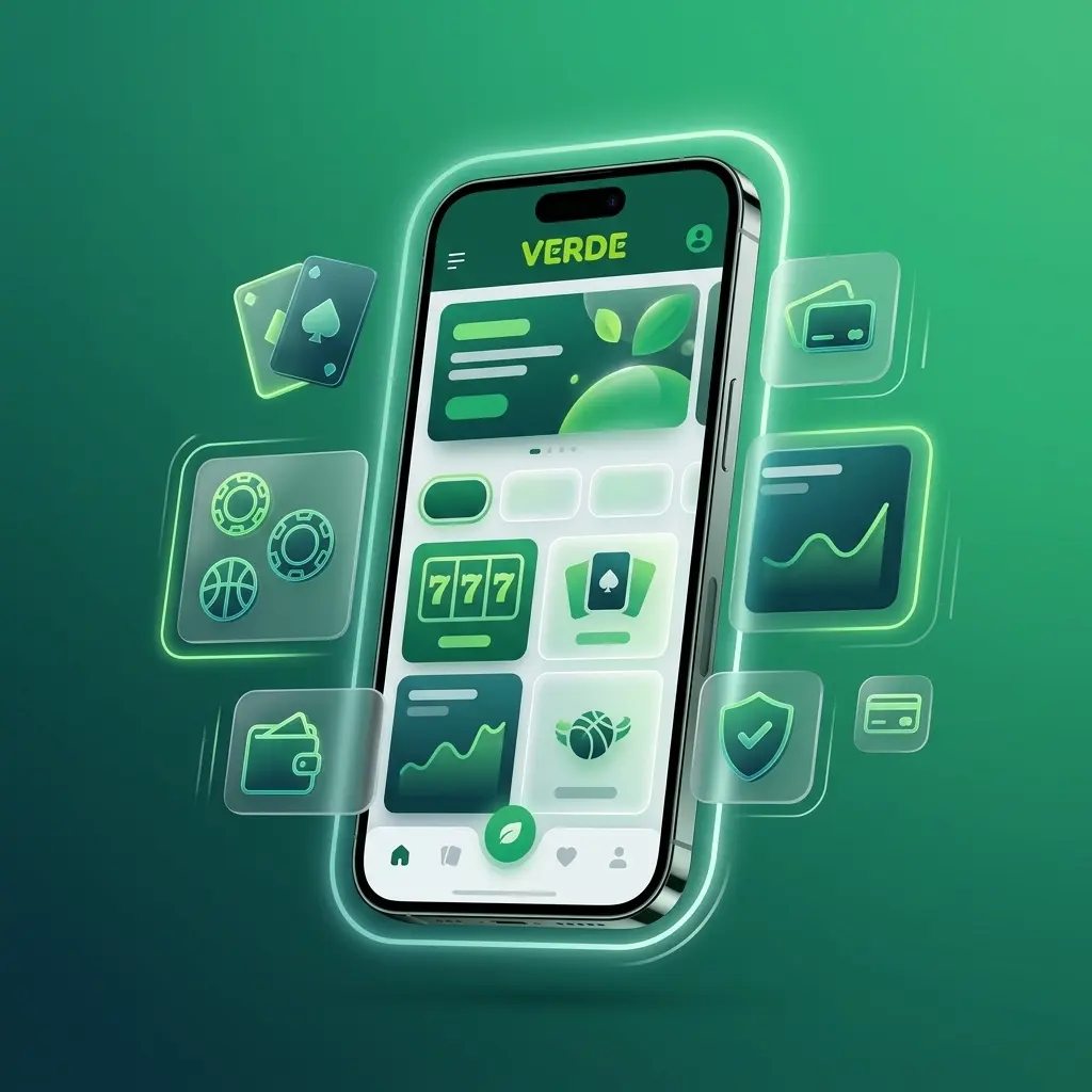 App Verde Casino su smartphone iOS e Android con scommesse sportive, slot, casino live e pagamenti integrati