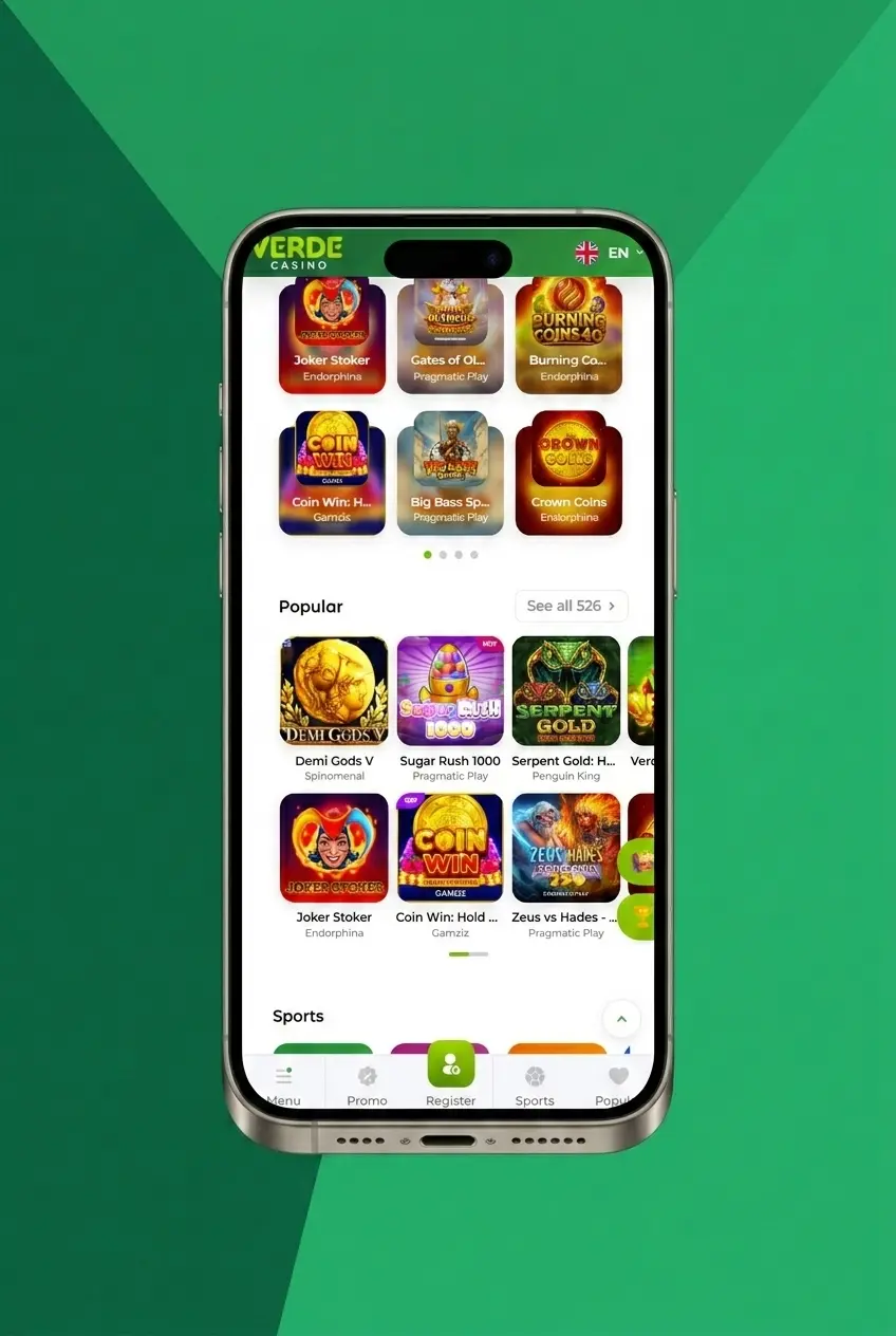 Attivazione codice promo Verde Casino su app mobile iOS e Android con campo bonus e deposito minimo 20 EUR