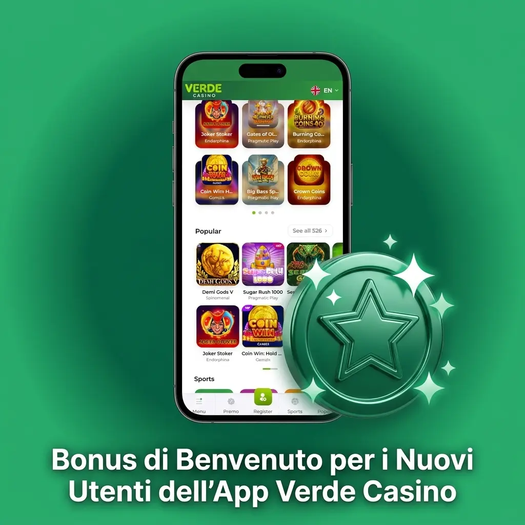 Bonus di benvenuto Verde Casino app: 100% fino a 500 EUR + 200 giri gratuiti per nuovi utenti al primo deposito