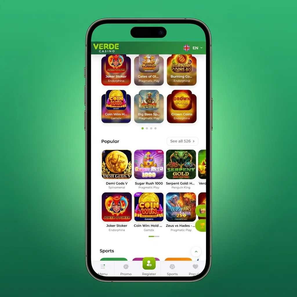 Schermata di login Verde Casino con modulo per email, password e verifica in due passaggi per accedere al profilo