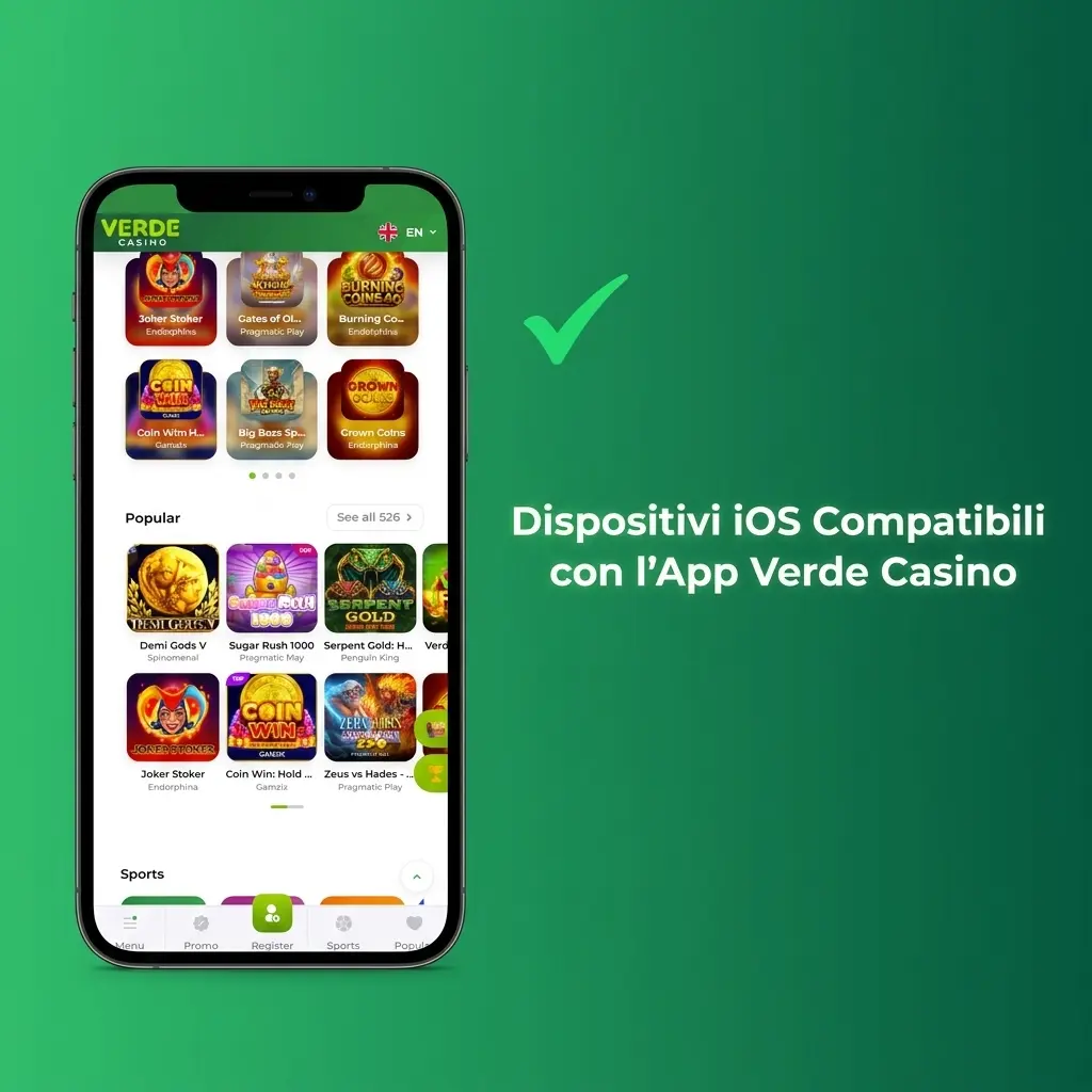 Dispositivi iOS compatibili con Verde Casino app: iPhone X-16 e iPad supportati per il gioco mobile in Italia