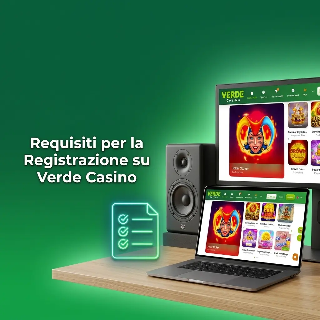 Requisiti registrazione Verde Casino: età 18+, residenza italiana, un solo account, dati reali e verifica KYC ADM obbligatoria